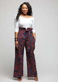 Lina African Print Wide Leg Envelope Pant Pink Teal Ditsy D Iyanu African Print Jumpsuit African Print Pants Latest African Fashion Dresses