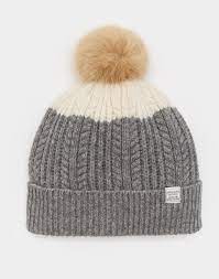 Knitted Grey Block Bobble Hat Joules Uk Bobble Hats Hats Knitted Hats
