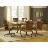 Grand Bay 7 Piece Rectangle Dining Set With Caster Chairs In Medium Oak Hillsdale Furniture 4 Leather Kitchen Chairs Dining Room Sets Dining Room Furniture