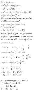 Check spelling or type a new query. Salah Satu Persamaan Garis Singgung Lingkaran X2 Y2 4x 8y 5 0 Yang Tegak Lurus Garis 3x Brainly Co Id