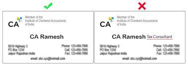 Check spelling or type a new query. Ca Visiting Cards Must Not Show Illegitimate Designations Icai