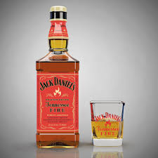 Jack Daniel's Fire (Bottle And Glass) 3D Model $29