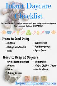 Infant Daycare Checklist What To Pack And Label Infant Daycare Daycare Checklist Starting A Daycare