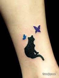 Cat Butterflies Ankle Kitten Tattoo Cat Tattoo Designs Black Cat Tattoos