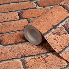 Brick Effect Red Wallpaper Departments Diy At B Q Red Brick Wallpaper Living Room Brick Wallpaper Pictures Brick Wallpaper