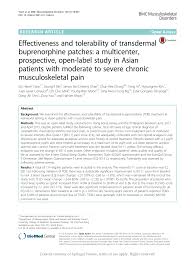 Please enter your birth date: Pdf Effectiveness And Tolerability Of Transdermal Buprenorphine Patches A Multicenter Prospective Open Label Study In Asian Patients With Moderate To Severe Chronic Musculoskeletal Pain