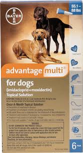 advantage multi topical solution for dogs 55 1 88 lbs 6 treatments blue box