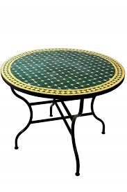 Pflegeleichte & langlebige gartentische aus schmiedeeisen, alu, uvm. Orientalischer Gartentisch Marrakesch Gruen Gelb 100cm Marokkanische Mosaiktische Mosaik Esstische Mosaiktische O 100cm Rund