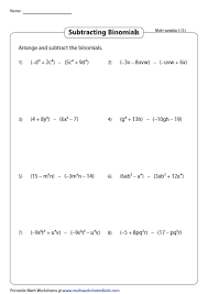 Subtracting Binomials Rearrange And Subtract Multi Variable Subtraction Binomial Expression Math Tricks