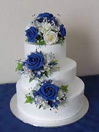 Royal Blue Wedding Cakes About Three Silk Flower Wedding Cake Toppers In Royal Blu Wedding Cake Flowers Blue Royal Blue Wedding Cakes Simple Wedding Cake
