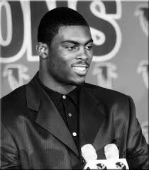 With the first selection of the 2001 NFL Draft, the Atlanta Falcons select  Michael Vick, quarterback, Virginia Tech.”