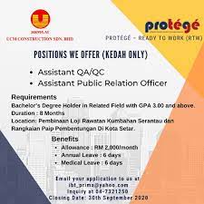 Tcs construction sdn bhd is one of the premier construction company in the klang valley, malaysia. Dear Graduates We Have Good News Ucm Construction Sdn Bhd Is Currently Looking For Protege Rtw Trainee Hurry Up And Send Your Resume To Ibt Prima Yahoo Com Kindly Refer Poster For More Info