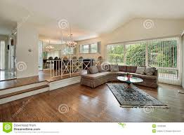 living and dining room in split level