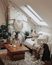 Bohemian Small Living Room Decor Loft Low Ceiling Houseplants Macrame In 2020 Home Living Room Home Decor Boho Living Room