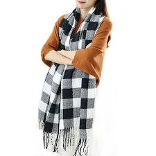 Black And White Plaid Blanket Scarf Women S Classic Plaid Blanket Scarf Long Winter Cozy Tartan Scarf Shawl Black White Cd1895h2uxt Plaid Blanket Scarf Classic Plaid Tartan Scarf