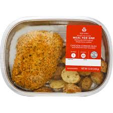 The term can now apply to any superior cook (yes, men too), and also to this dish (chicken, ham and swiss cheese slices, breaded and sauteed). Publix Chicken Cordon Bleu With Roasted Baby Potatoes Meal For One 1 Each Instacart