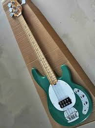 Wholesale Top Quality Dark Green Color White Plate Solid Body Active Pickup 4 Strings Musicman Bass 190905 Ltd Bass Guitars Bass Guitar Finger Chart