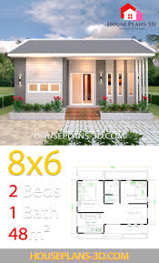 House Design Plans 8x6 With 2 Bedrooms House Plans 3d House Plans Small House Design Plans Bedroom House Plans