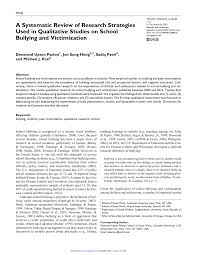 Pdf A Systematic Review Of Research Strategies Used In Qualitative Studies On School Bullying And Victimization