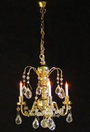 1 12 Scale Cir Kit Miniature 3 Arm Up Crystal Chandelier