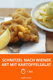 Schnitzel Nach Wiener Art Mit Kartoffelsalat Rezept Kartoffelsalat Lebensmittel Essen Und Schnitzel
