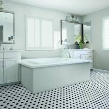 Small hex tiles can be used in bathrooms of different sizes. Mohawk Vivant White And Black Hexagon 12 X 14 Ceramic Mosaic Tile At Menards