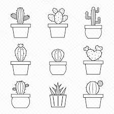 set of vector cactus icons doodle drawings easy illustration coloriage kika bibi