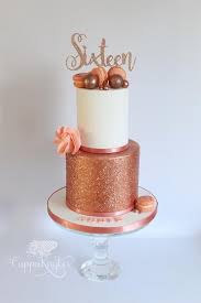 Two tiered sweet sixteen birthday cake simple elegant and affordable. Rose Gold Sweet Sixteen Two Tier Cake Cake By Kaylu Cakesdecor