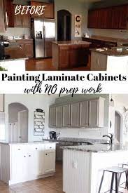 Painting Laminate Cabinets With No Prep Work And No Sanding Laminate Cabinets Painting Laminate Cabinets Laminate Kitchen Cabinets