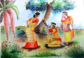 Shake off your conventions, pack your bags, set your senses and get ready for one helluva of a time with our top 10 festivals in the world. Indian Festival Bihu Painting Am Rtz Drawings Illustration Ethnic Cultural Tribal Asian Indian Indian Artpal