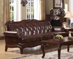 Sharp details are apparent in the chesterfield. Birmingham Tri Tone Brown Leather Sofa By Acme 05945