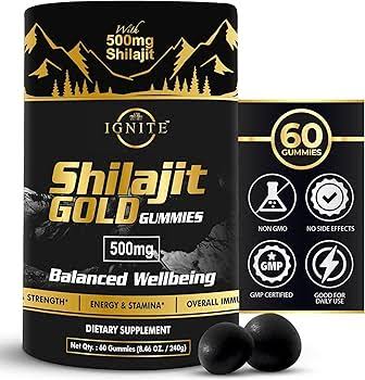 Pure Himalayan Shilajit Gummies - High Potency Gold Grade, 100% Shilajit, 75%+ Fulvic Acid for Energy Boost & Immune Support, Travel-Friendly, Tamarind Flavor - 60 Gummies : Amazon.in: Health & Personal Care