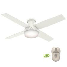 Hunter Dempsey 52 In Low Profile Led Indoor Fresh White Ceiling Fan With Universal Remote Ceiling Fan White Ceiling Fan Ceiling Fan With Remote