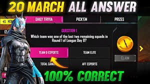 About this quiz & worksheet. 20 March Freefire Ultimate Challenge All Answers Today Answer Free Fire Quiz Ffic Ffbc Youtube