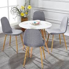 Vecelo Set Of 4 Dining Side Chairs Modern Cushion Back Chairs Wooden Legs Grey Walmart Com Side Chairs Dining Dining Chairs Modern Cushions