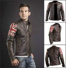 Sk Fashion Store Is Launching Men Uk Flag Cafe Racer Vintage Brown Biker Jacket For Our Valuable Custo Cafe Racer Leather Jacket Leather Jacket Stylish Jackets