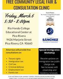 An immigration lawyer free consultation is a step toward understanding your immigration rights. Rio Hondo College On Twitter Free Community Legal Fair Consultation Clinic Attorneys Will Provide Consultations On Tenant Rights Immigration Law Civil Law Criminal Defense Employment Law And Family Law Feriaslegales Drmonicasanchez