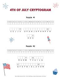 Each printable puzzle page has three separate puzzles with three different encryptions. Printable 4th Of July Cryptogram