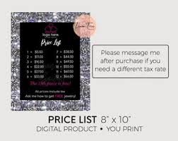 Paparazzi Printable Signs Paparazzi Price List Paparazzi Etsy