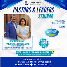 Calling all pastors and leaders! Join us for an enlightening seminar hosted  by Derek Prince Ministries in Fort Ballari!! Speakers: