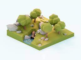 Forest Diorama By Roman Klco Minecraft Banner Designs Isometric Design Low Poly Art