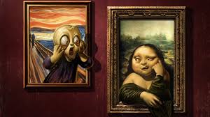 Mona Lisa Scream In Cartoon Form Funny Art Funny Baby Images Animated Movies Funny