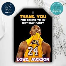 The los angeles lakers hooked up newborns with some kobe bryant gear to celebrate the mamba's birthday. Printable Kobe Bryant Birthday Thank You Tags Instant Download Bobotemp