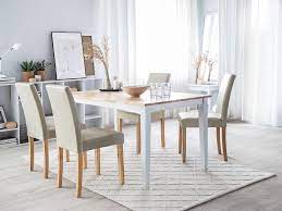 Set Of 2 Faux Leather Dining Chairs Beige Broadway Beliani De