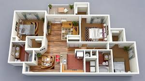 Three bedroom house plans also offer a nice compromise between spaciousness and affordability. 20 Designs Ideas For 3d Apartment Or One Storey Three Bedroom Floor Plans Home Design Lover