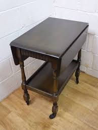 Priory Dark Oak Drop Leaf Tea Trolley Small Table On Casters Drawer Small Tables Table Tea Trolley