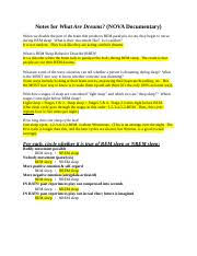 4 Notes Sheet For Nova What Are Dreams Answers Docx Notes For What Are Dreams Nova Documentary When We Disable The Part Of The Brain That Produces Course Hero