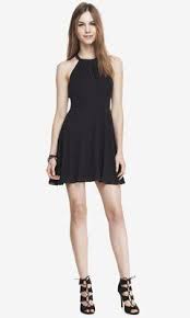 Halter Fit And Flare Dress Black From Express Express Dresses Dresses Clothes For Women