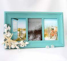Collage foto photo wall collage picture collages beach room beach art beach pics beach stuff blue beach beach pictures. Beach Decor Seashell Frame Nautical Aqua Collage Frame W Shells White Starfish 3 4x6 Coastal Beach Decor Seashell Frame Beach Decor