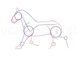 Draw the shapes of the animal's body and neck. How To Draw A Mustang Horse Step By Step Drawing Guide By Dawn Dragoart Com